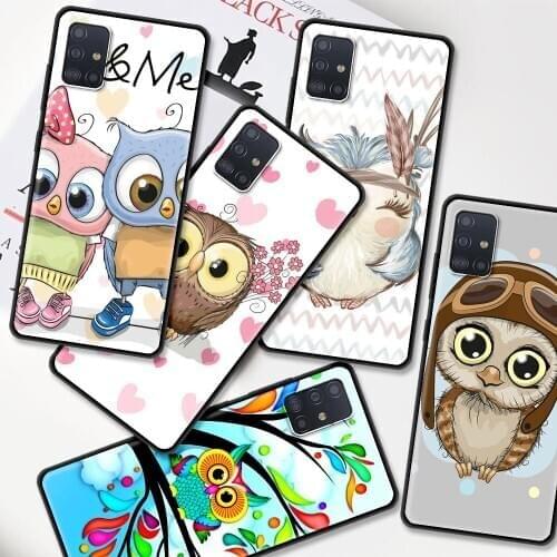 Cute Owl For Samsung Galaxy A51 A71 Case Black Cover For Galaxy A21s A31 A41 A11 M30s M31 M51 Soft Phone Cases
