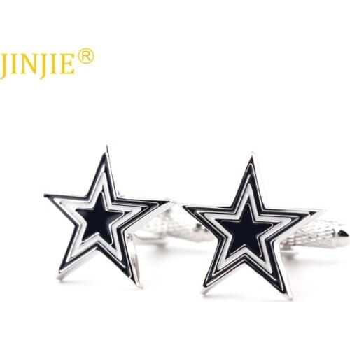 Black five-pointed star shaped enamel cufflinks mens French shirt cuff buttons cufflinks for mens luxury jewelry gift for men