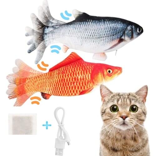 Electric Floppy Fish Cat Toy USB Interactive Realistic Moving Flopping Wiggle Cat Toys Motion Kitten Kicker Bite Chew Catnip Toy