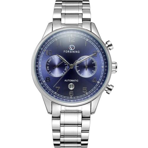 New Forsining Mens Watches Top Brand Luxury Automatic Mechanical Watch Men Full Steel Business Sport Watches Relogio Masculino