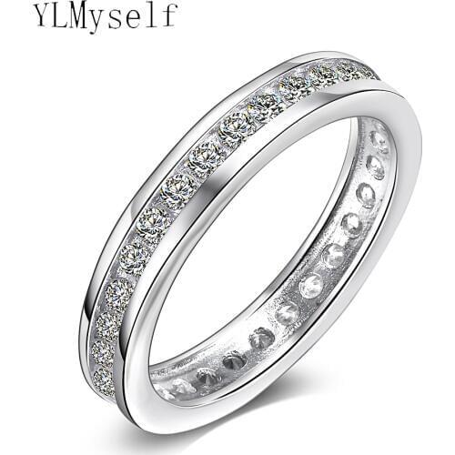925 silver anniversary ring small round cut cubic Zirconia crystal stones elegant OL rings elegant jewelry