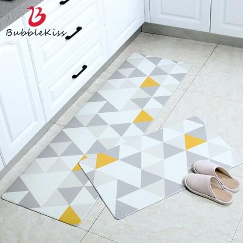 Bubble Kiss Kitchen Mat Simple Geometric Cartoons PVC Oil-Proof Waterproof Easy To Clean Rug Home Bedroom Decoration Floor Mat