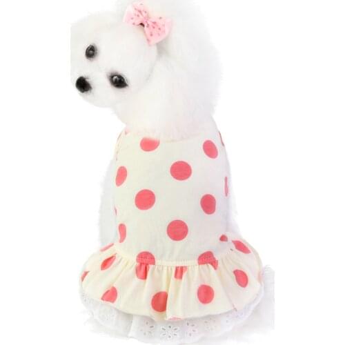 Summer Dog Clothes Cute Princess Dress Girl Dot Printed Puppy Kawaii Clothing For Yorkshire Terrier Chihuahua Small Medium Dogs