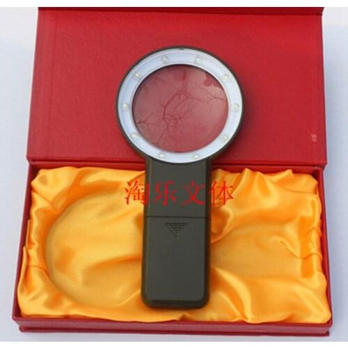 5x68mm Army Green Military Handheld Magnifier with 10pcs LED Lamps Illuminated Mangifying Glass for Reading with Lights Loupe