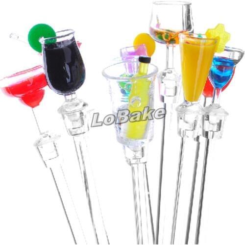 23cm length 10 pieces/pack Multi-color mini Cocktail Whisks drink stick for Cocktail drinking decor stickers tools