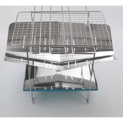 Stainless Steel Outdoor Camping Folding Barbecue Grill Firewood Burning Furnace Wild Picnic Portable Grill Outdoor Barbecue Net