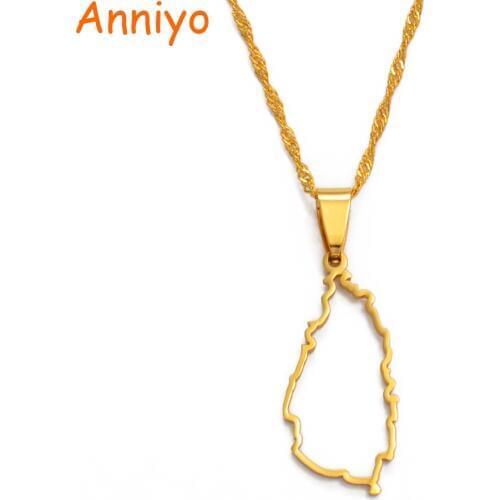 Anniyo Saint Lucia Map Profile Pendant Necklace for Women Girl Gold Color Jewelry St. Lucia Cities Pendant Chains Jewellery #121421