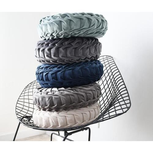 38X11CM Plush Toy Cushion Pillow Sofa Bed Headrest Round Cushion Hand Folds Wheel Pumpkin Pillow Plush Cushion Holiday Gift