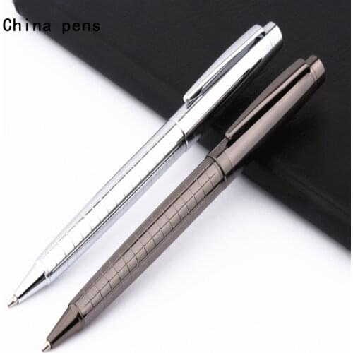Luxury quality 856 Platinum gray line Business office Medium Nib Ballpoint Pen New School student Supplies Pens for writing