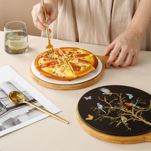 Nordic restaurant 8 inch 10 inch steak plate Creative Western pizza plate Bird and tree ceramic plate