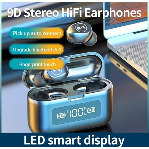 Waterproof Earbuds Headsets Microphone Charging-Box Stereo Tws Bluetooth SportsWireless Headphones 5.0 Earphone