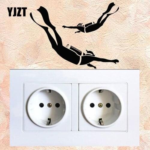YJZT Sport Aqualung Diving Ocean Divers Mural Wall Switch Stickers Decals Bedroom Vinyl Home Decor 8SS-2408