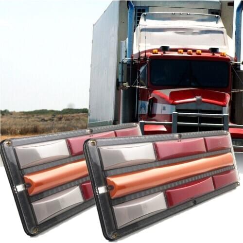 2pc 24V Truck LED Rear Tail Light trailer Warning Lights waterproof Flowing Signal Light lorry stop brake reversing traffic lamp