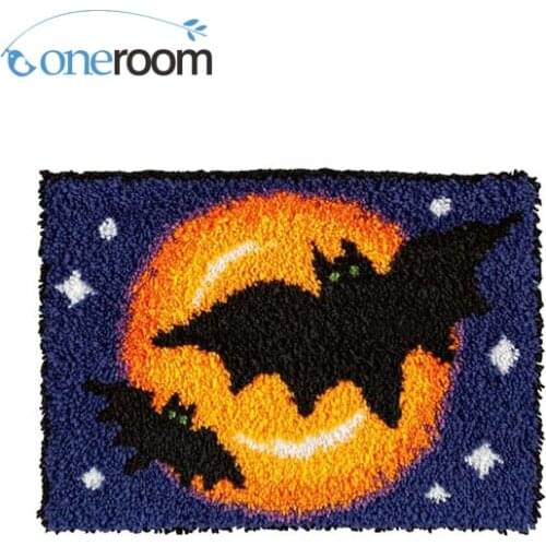 ZD387 Bats Hook Rug Kit DIY Unfinished Crocheting Yarn Mat Latch Hook Rug Kit Floor