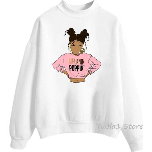 Melanin Poppin' for Women sweatshirt vogue African black girl tracksuit 90s streetwear oversized Melanin hoodie punk moletom
