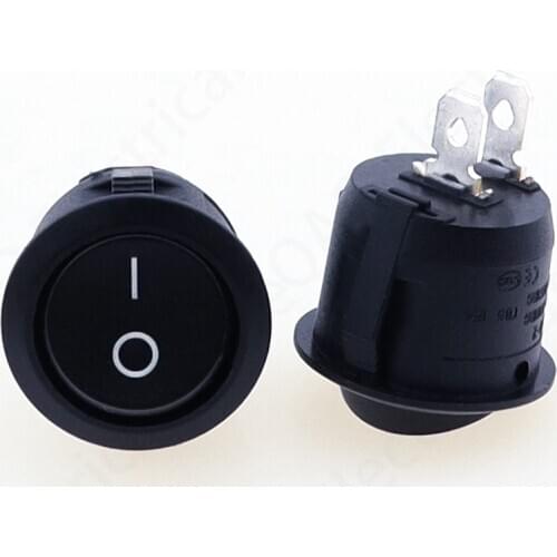 10Pcs 16mm Diameter Small Round Rocker Switches Black Mini Round Black White Red 2 Pin ON-OFF Rocker Switch