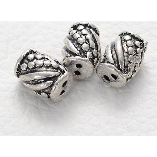 10Pcs Retro Vintage Antique Silver Style Design Alloy Large Hole Spacer Beads Fit European Charm For Diy Jewelry Making
