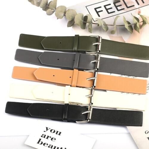 2pcs/lot PU Black Leather to Buckle for Clothing Adjustable Leather Metal Buckle Waist Buckle