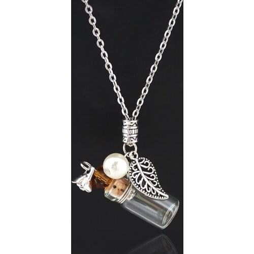 2PCS Glass Urn Necklace Keepsake Cremation Locket Jewelry Pendant Hold Ashes Memorial Cremation Jewelry