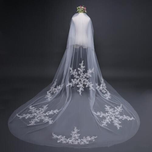 2019 Designed Bridal Veils Lace Appliques Two-Layer Blush Face Amazing Wedding Veils Bridal Accessories with Combs