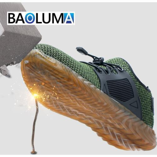 2020 Brand Steel Toecap Men Work & Safety Boots Breathable Mesh Safety Shoes Outdoor Anti-smashing Work Safety Boots Size 36-48