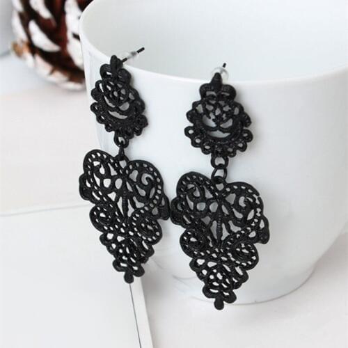 2021 Fashion Bohemian Vintage Earrings Hollow Out Flower Drop Big Earrings Jewelry For Women Factory Wholesale