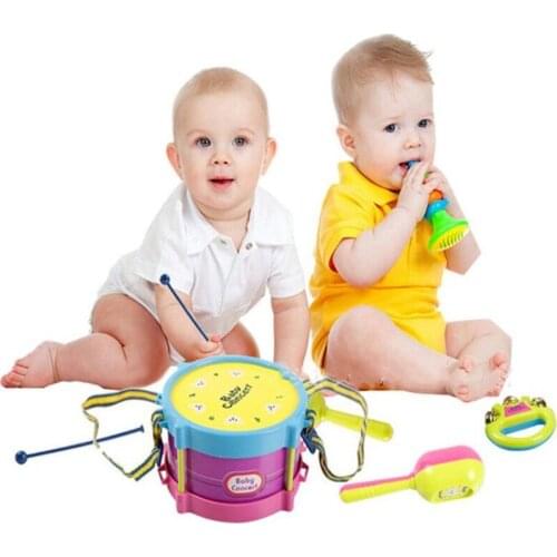 5pcs Educational Baby Kids Roll Drum Musical Instruments Band Kit Children Toy Baby Kids Gift Set