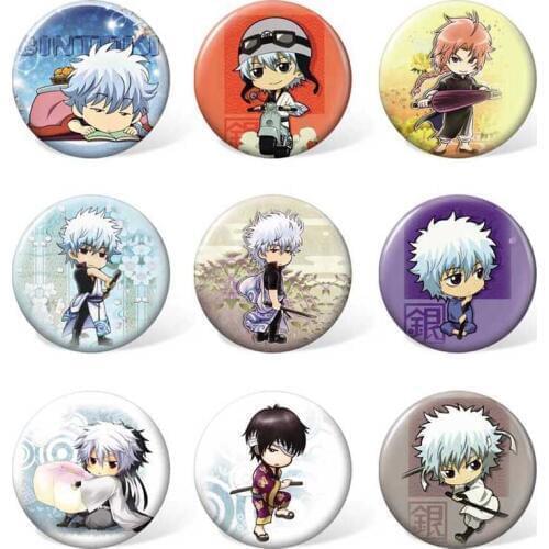 9 PCS/LOT GINTAMA DDDR Badge Dullahan Celty Sturluson Gintoki Guilty Crown INORI Noragami Toys Pin Brooch DuRaRaRa Model Doll