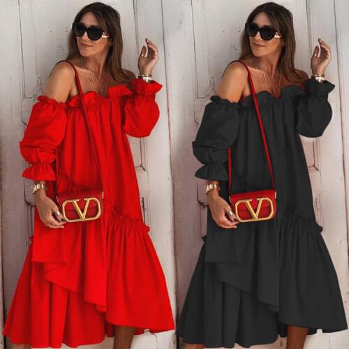 Maxi Bohemian Slash Neck Dresses For Women 2021 Summer Solid Loose Fashion Sexy Maternity Full Dresses For Women Party