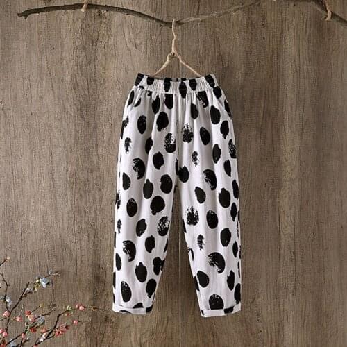 Cotton and Linen Harem Pants Vintage Women Plus Size Casual Ankle-Pants women 2021 Summer Printed Loose pants