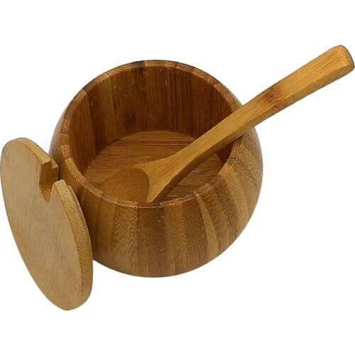 Wood Spice Jar Sugar Bowl Tea Coffee Salt Seasoning Box Kitchen Gadget