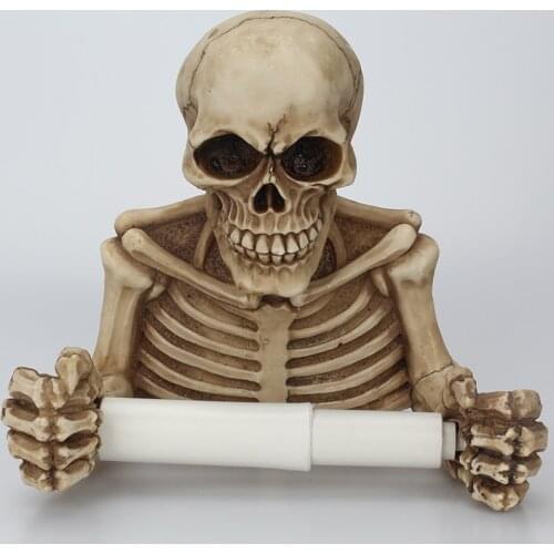 Bathroom Skull Toilet Paper Holder Retro Halloween Decorations Wall Mount Toilet Tissue Paper Roll Storage Holder Stand Bathroom