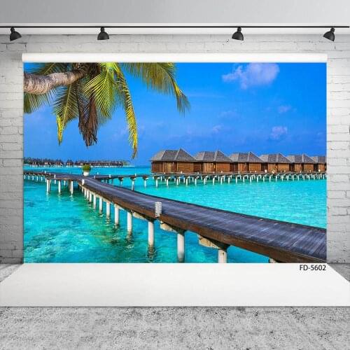 Water House Sea Bridge Photography Backdrops Customized Background for Portrait Children Baby Scenic Photophone Photo Studio