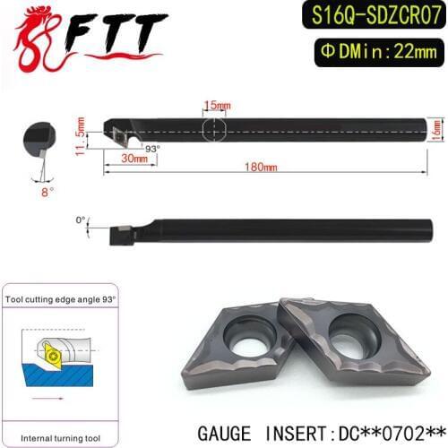 S16Q-SDZCR07 93 Degrees Internal Turning Tool Holder For DCMT070204 DCMT070208 Insert Internal Boring Bar Lathe Machine