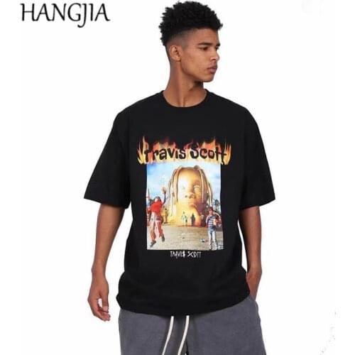 Summer Streetwear Hip-hop Rap Character Print Short-sleeved T Shirt Travis Scott Cactus Jack Tee Top Men Women Funny Tshirts