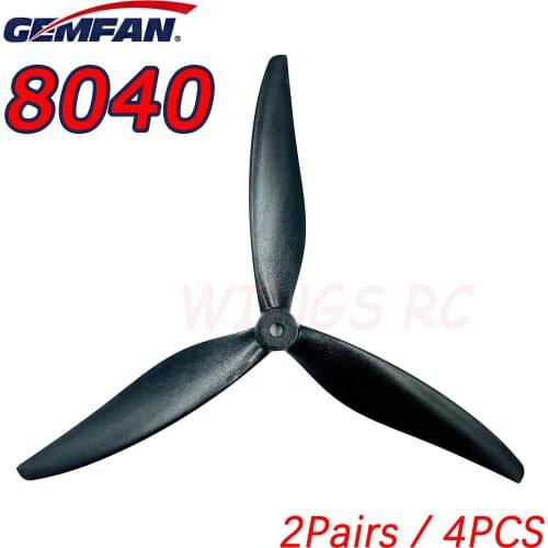 Gemfan 8040 8X4X3 3-Blade 8inch Propeller RC Multirotor X-Class 8inch FPV CW CCW Props for LR8 X-Class FPV Drones Airplane
