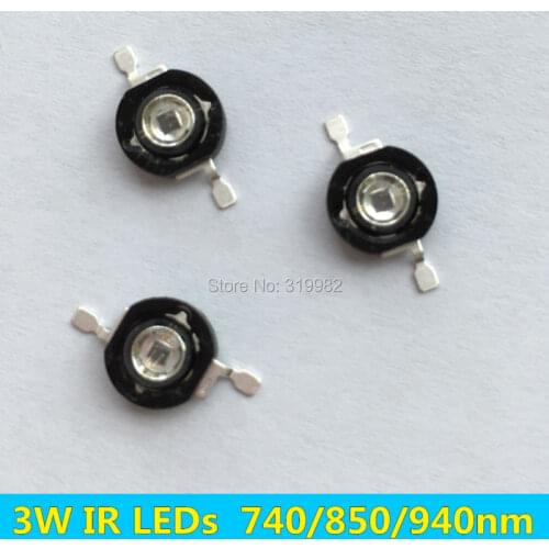 3 PCS 3W Infrared IR High Power LEDs Emitter CCTV Camera IR Diode for Security Black LEDs Red 740nm 850nm 940nm 3W 700mA