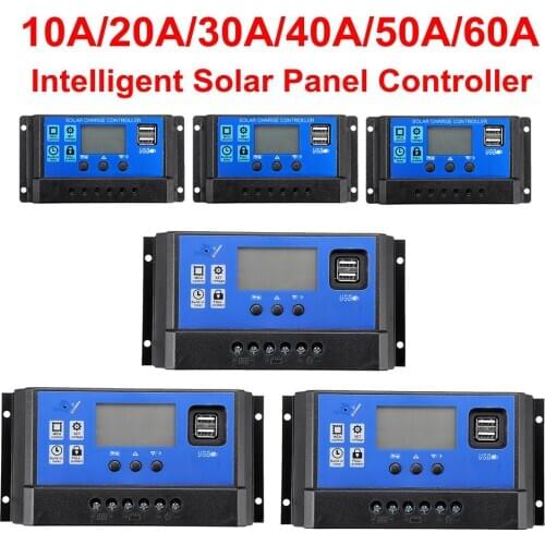 10A/20A/30A/40A/50A/60A Solar Panel Controller Intelligent Camping Car RV Boat Smartphone Battery Solar Panel Changer Controller
