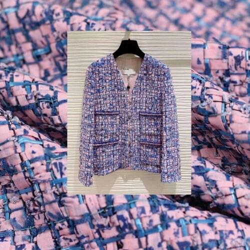 Red Raspberry Italy Purple Blue Tweed Fabric Garment Material Women Jacket Dress Coat Sewing Cloth Tailor Textile Freeshipping