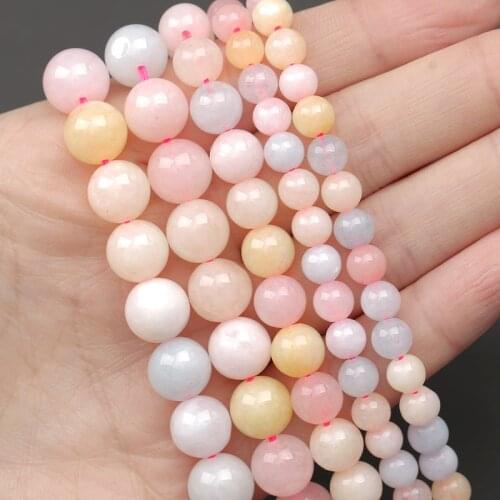 MINHIN Natural Colorful Angelite Stone Round Beads For Jewelry Making 6 8 10 mm Smooth High Quality Beads Handmade Accessories