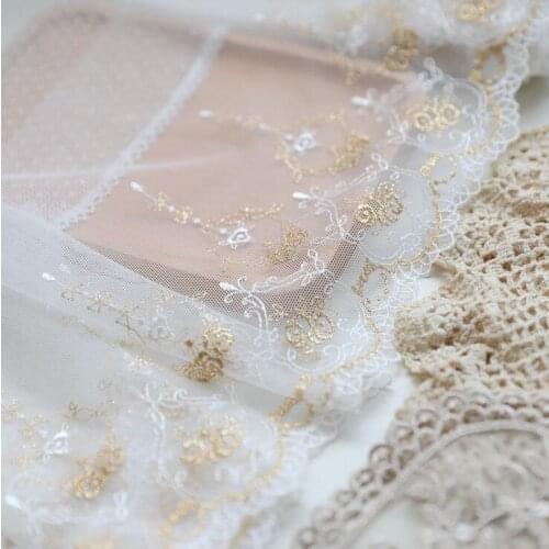 1 Meter High Quality Gold Lace Trim Wedding Decoration Scrapbooking Gold Fabric Lace Ribbon