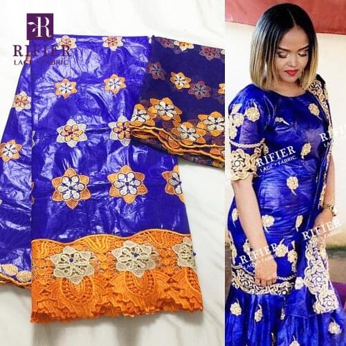 Royal Blue Bazin Riche Brode Lace Fabric With Beads 5+2 Yards Beaded African Cyprus Guinea Wedding Dress Basin Lacces Material