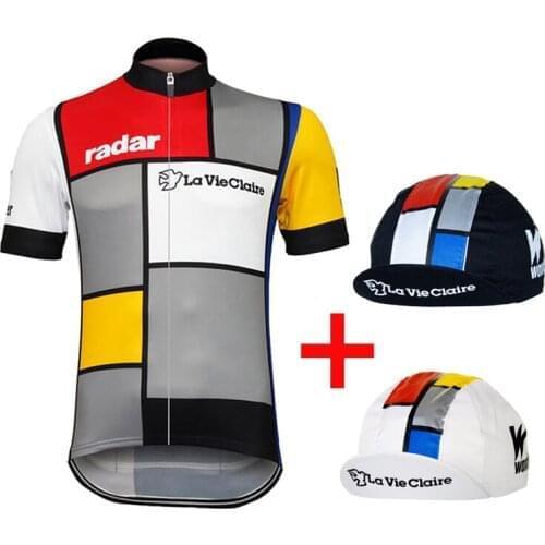 Hot Classic Retro Cycling Jersey Cap Mens Short Sleeves Summer Mountain Bike Racing Road Bicycle Tops Clothing