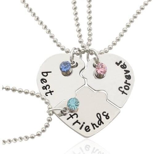 Fashion Trendy Broken Heart Pendant Necklace Best Friends Forever Splicing Friendship Necklace Puzzle Choker Women Girls Gift