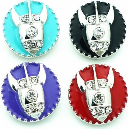 Fashion beauty Oil Crystal rocket 18MM metal snap buttons fit DIY 18mm snap jewelry wholesale KZ3249