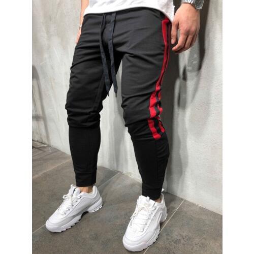 Mens gym bodybuilding fashion pants hip hop Street dress casual pants striped pantalones Hombre jogger trousers men