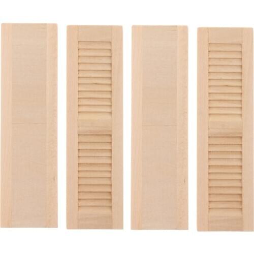 Pack Of 4 1/12 Scale Miniature Blind Window Shutters Dollhouse Ornament