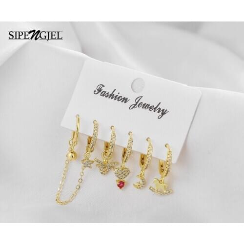 Fashion Gold Bee horse star Heart Earrings Set Star Moon small Hoop Earrings For Women girls New Korean Wedding Jewelry 2020