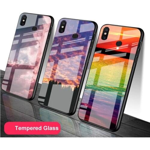 Sky colorful Tempered Glass Phone Case For Redmi Note 5 6 7 8 9 Pro Note8T Note9S Redmi8 9 Cover Shell
