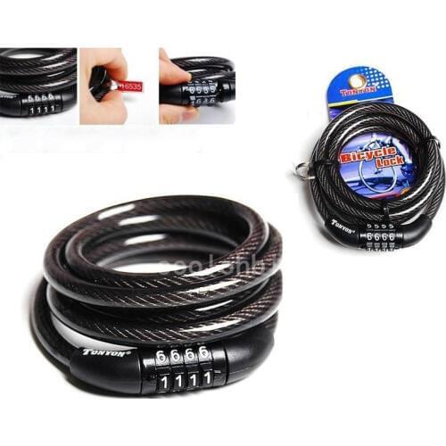 New Arrival 1pcs Code Cable Lock Bicycle Cycling 4-Digital Bicycle Combination Bike Chian Lock 8*1200cm